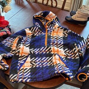 The North Face Blue and Orange Fleece Hoodie
